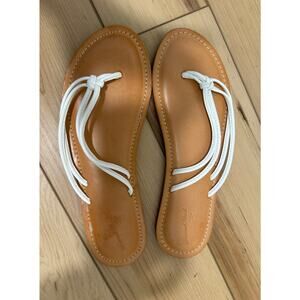Universal Thread Jami-Lynne Women 8M White Knotted Double Thin Strap Flip Flops